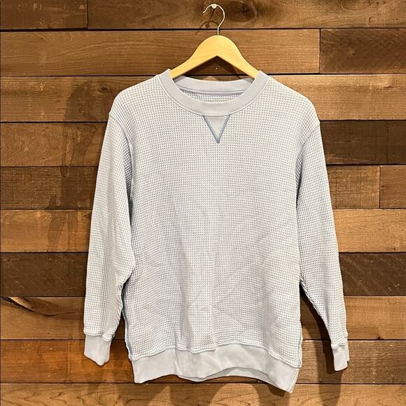 aerie Tops - Aerie Women's Oversized Waffle Crew Neck Sweatshirt in Light Blue